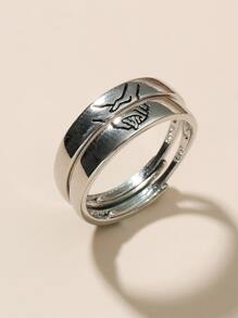 2pcs Couple Ring - Antique Silver - View 3