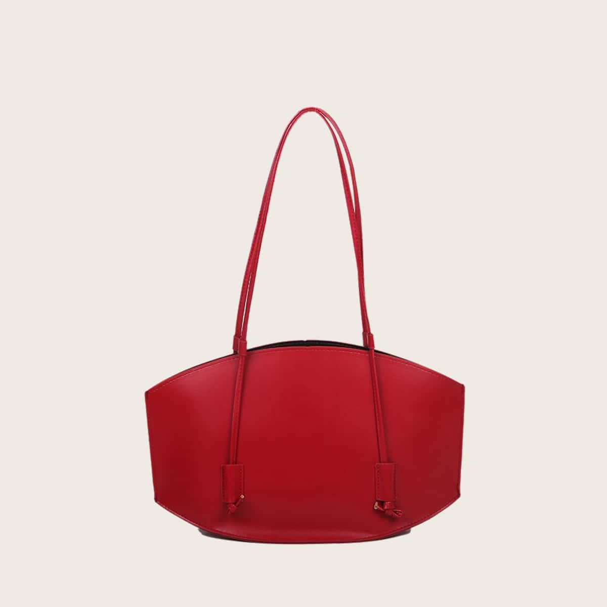

Solid Oval Tote Bag, Red