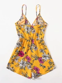 SHEIN VCAY Floral Print Slip Romper - Multicolor - View 2