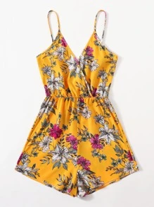 SHEIN VCAY Floral Print Slip Romper - Multicolor - View 3