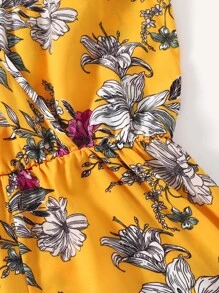 SHEIN VCAY Floral Print Slip Romper - Multicolor - View 4