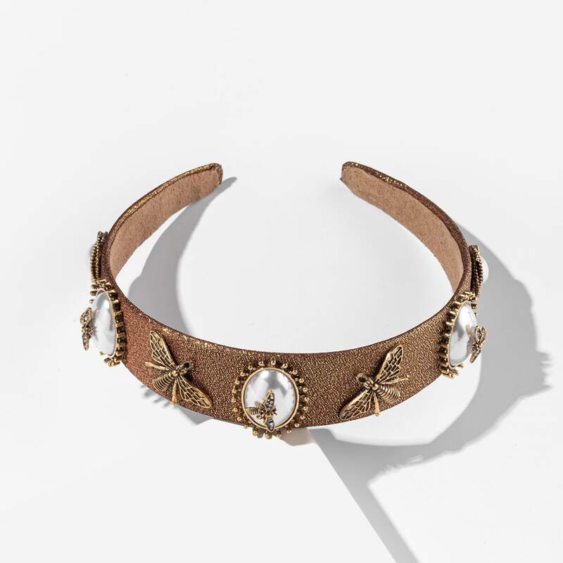 

Faux Pearl Decor Hair Hoop, Brown