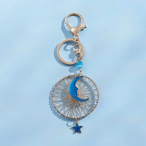 

Moon & Star Charm Keychain, Gold
