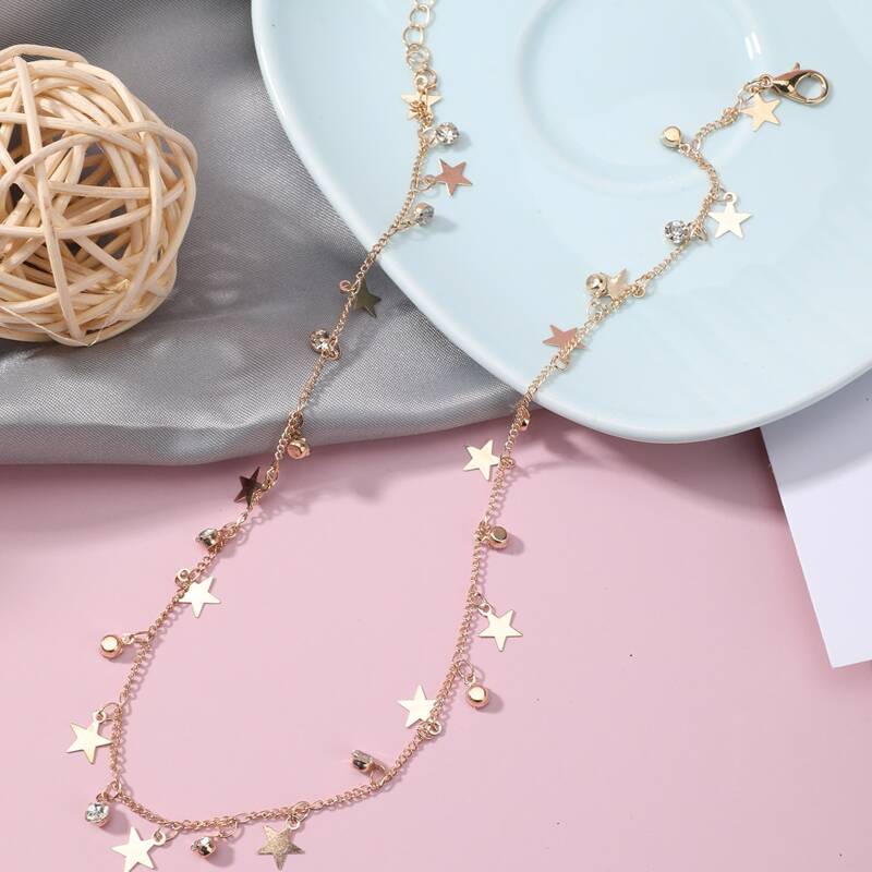 

Star & Rhinestone Decor Necklace, Gold