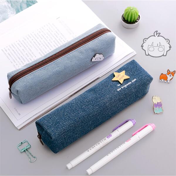 

1pc Slogan Graphic Random Pencil Bag, Multicolor