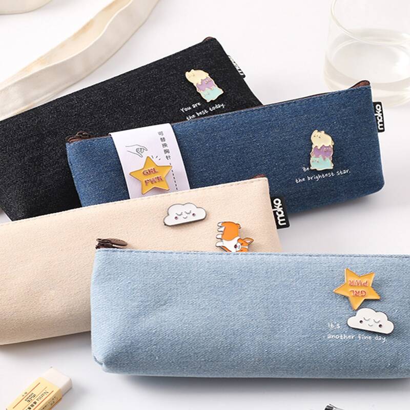 

1pc Random Canvas Pencil Bag, Multicolor