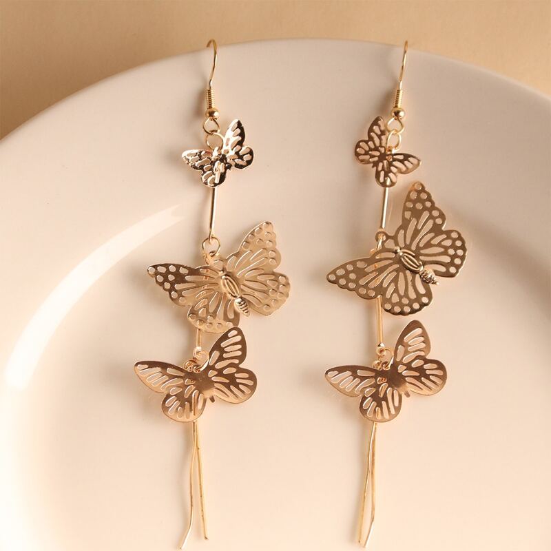 

1pair Butterfly Drop Earrings, Gold