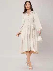 MOTF PREMIUM FLOWY SHIRT DRESS - Beige - View 10