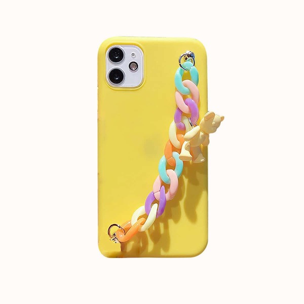 

Bear Chain Decor Phone Case, Yellow