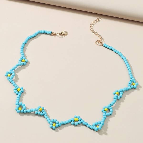 

Simple Beaded Necklace, Blue