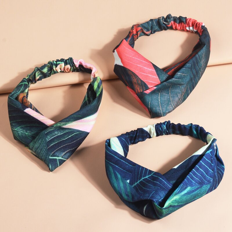 

3pcs Tropical Print Hair Band, Multicolor