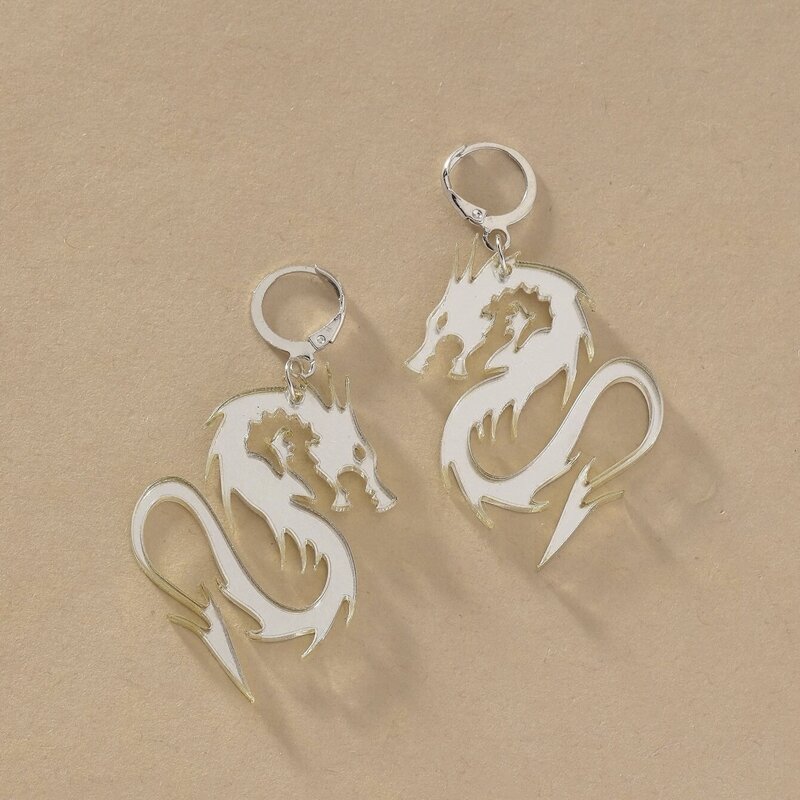 

1pair Dragon Design Earrings, Gold