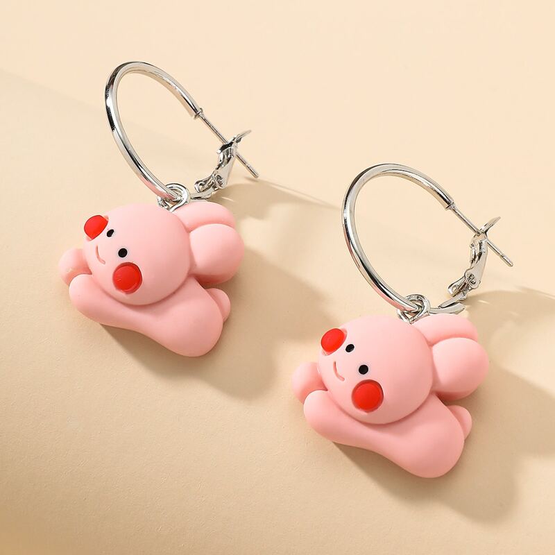 

1pair Rabbit Design Earrings, Multicolor