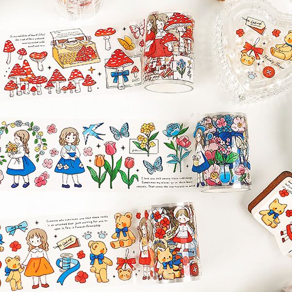 

1roll Cartoon Graphic Random Decorative Tape, Multicolor