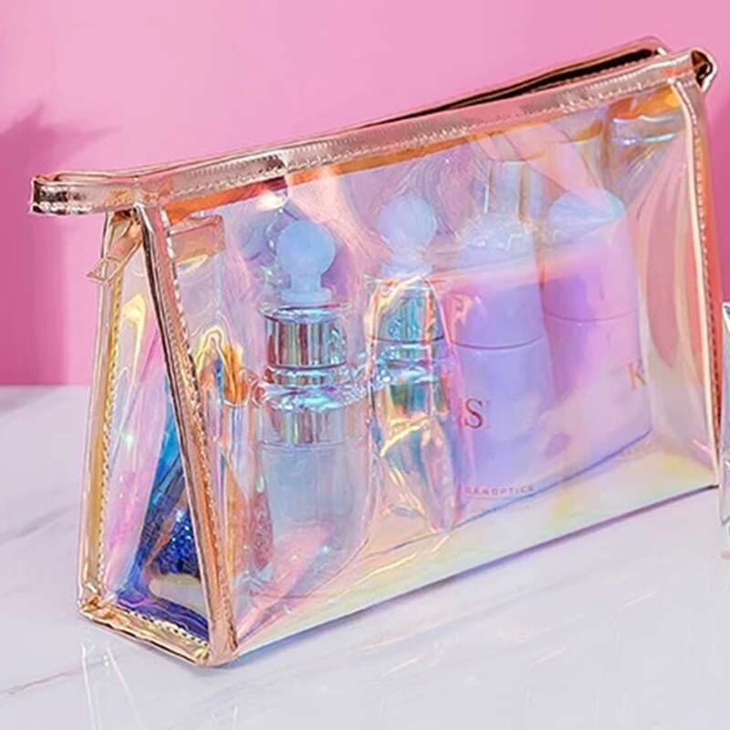 

1pc Holographic Makeup Bag, Clear