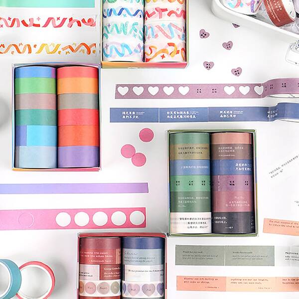 

12rolls Mixed Pattern Random Decorative Tape, Multicolor
