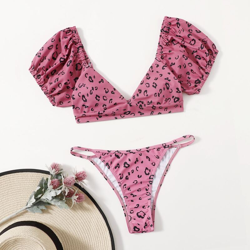 

Leopard Print Tanga Bikini Swimsuit, Multicolor