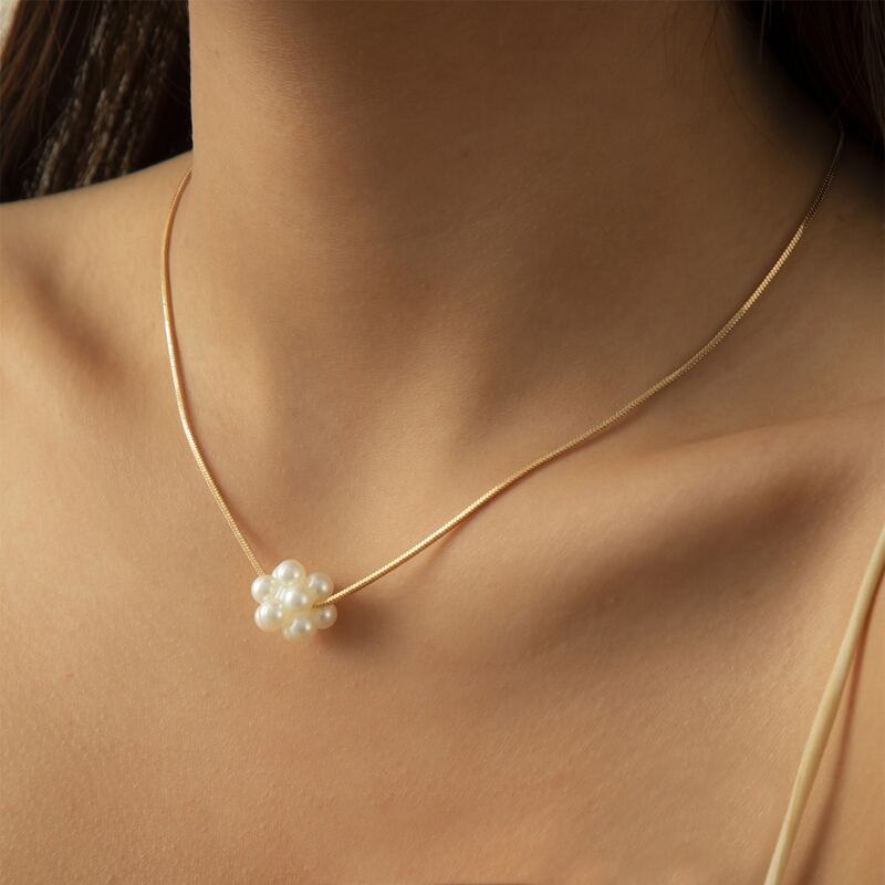 

Faux Pearl Charm Necklace, Gold