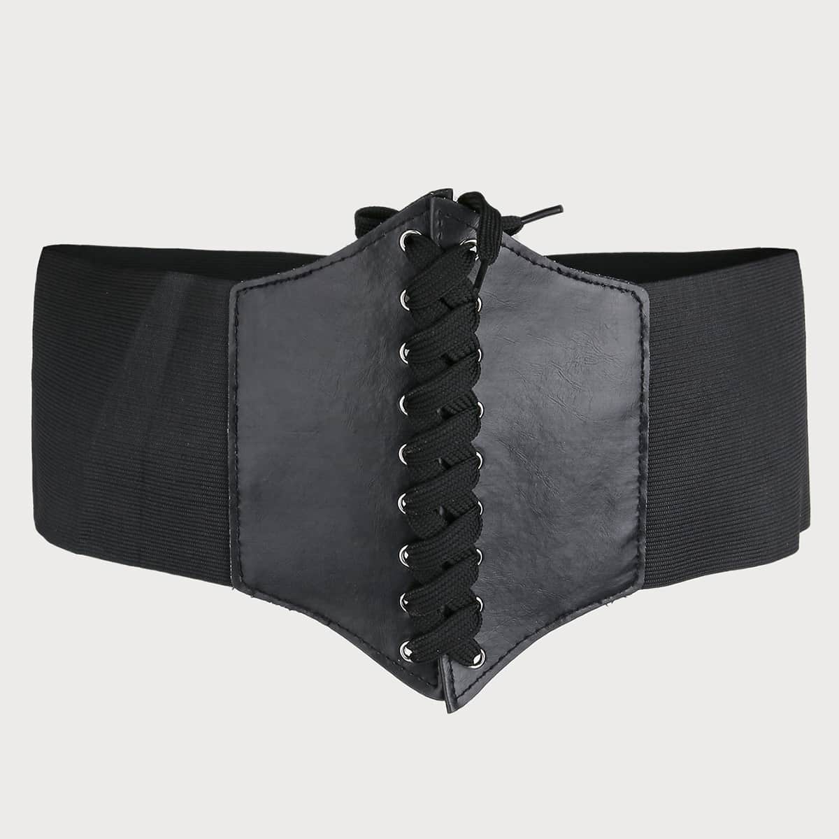 

Lace Up Corset Belt, Black