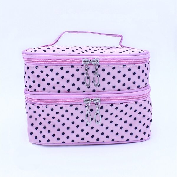 

Polka Dot Double-layer Makeup Bag, Pink