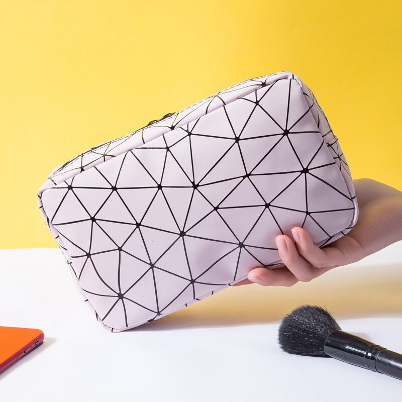 

Geometric Pattern Square Makeup Bag, Baby pink