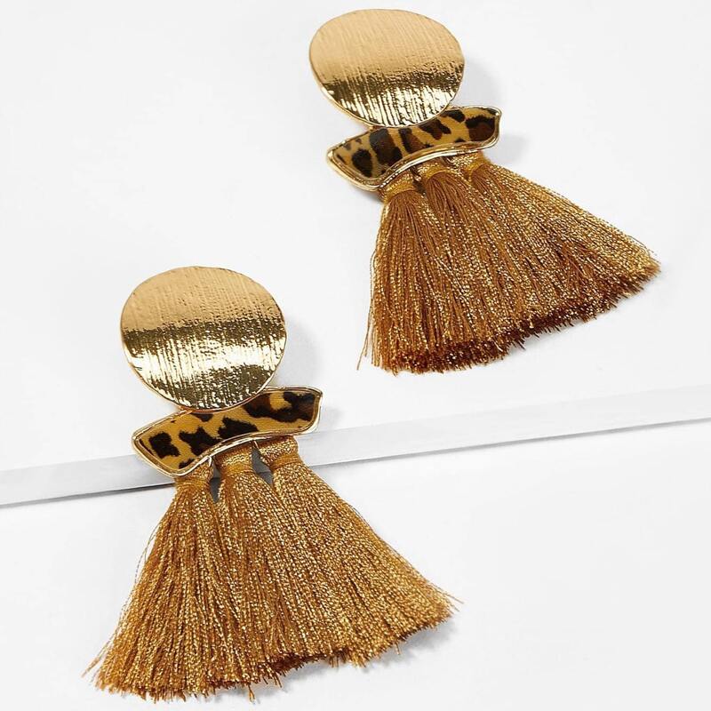 

1pair Tassel Decor Drop Earrings, Gold