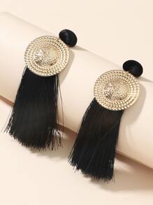 Tassel Drop Earrings - Black - View 3