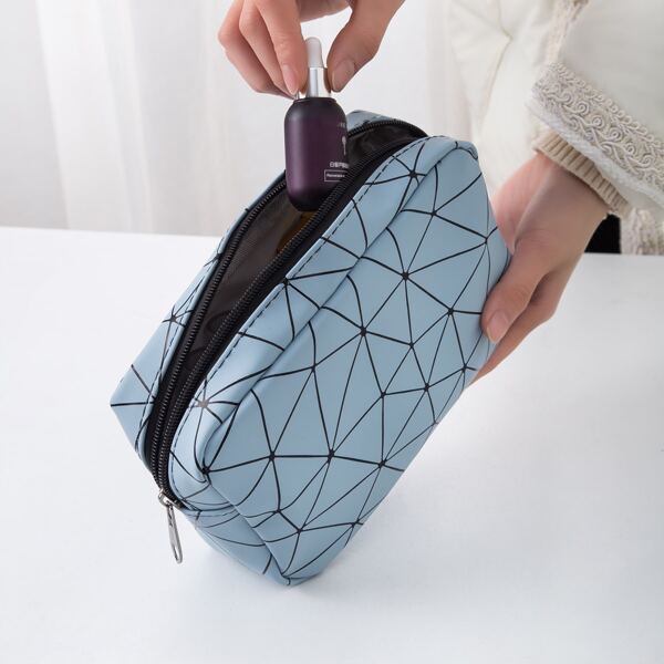 

Geometric Pattern Square Makeup Bag, Baby pink