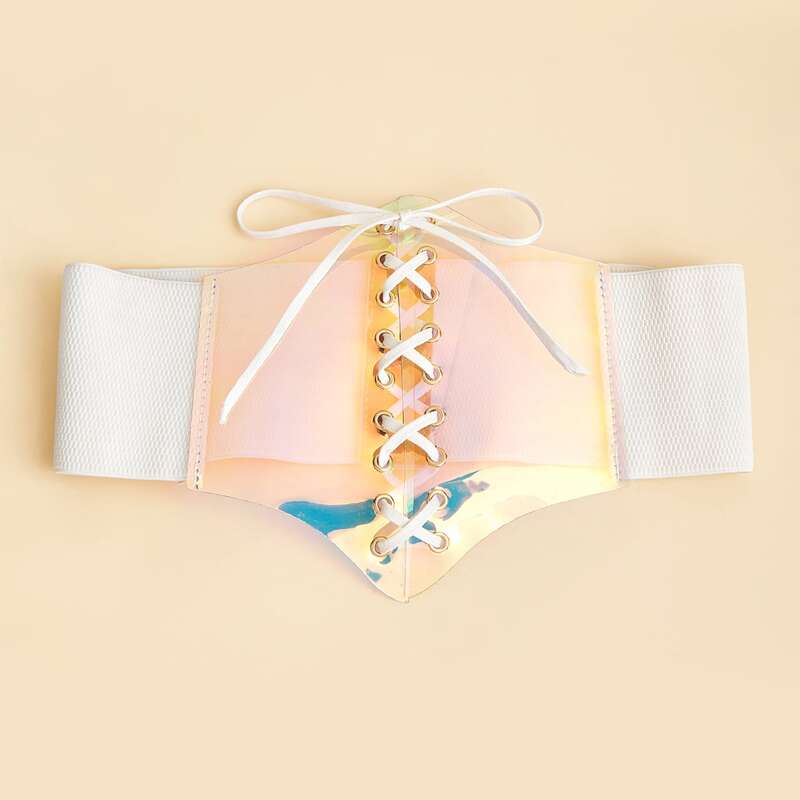 

Lace-up Corset Belt, Multicolor