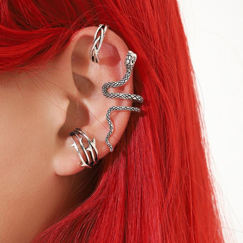 

3pcs Snake Design Ear Cuff, Antique silver