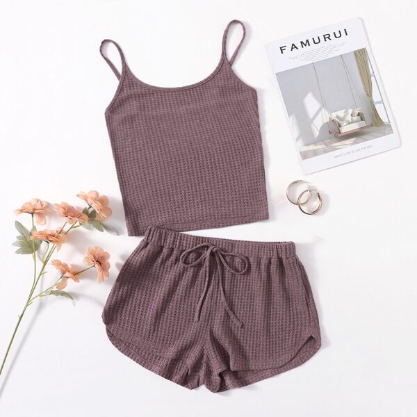

Waffle Knit Cami Top & Shorts Set, Mauve purple