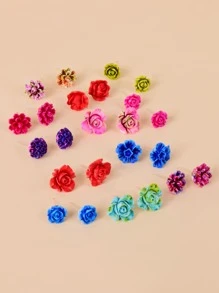 Bông tai Stud 18 cặp hoa trang trí - Nhiều màu - Xem 3
