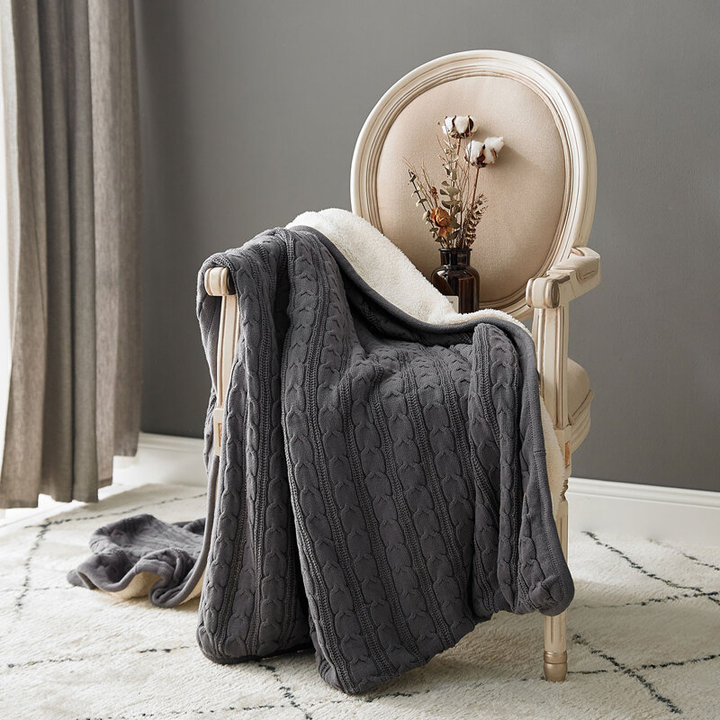 

Solid Color Knitted Throw, Dark grey