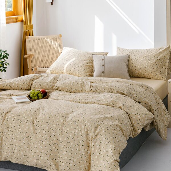 

Flower Print Duvet Cover Set Without Filler, Khaki