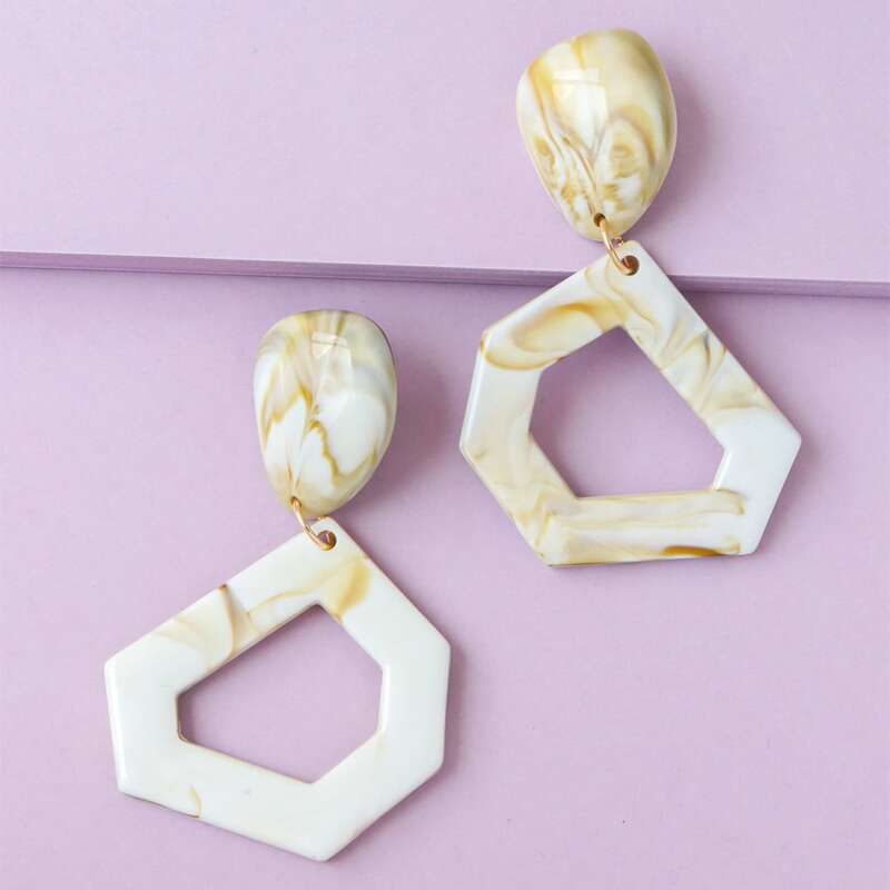 

1pair Geo Drop Earrings, Multicolor