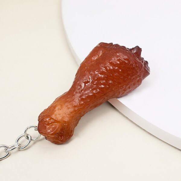 

1pc Chicken Leg Keychain, Brown