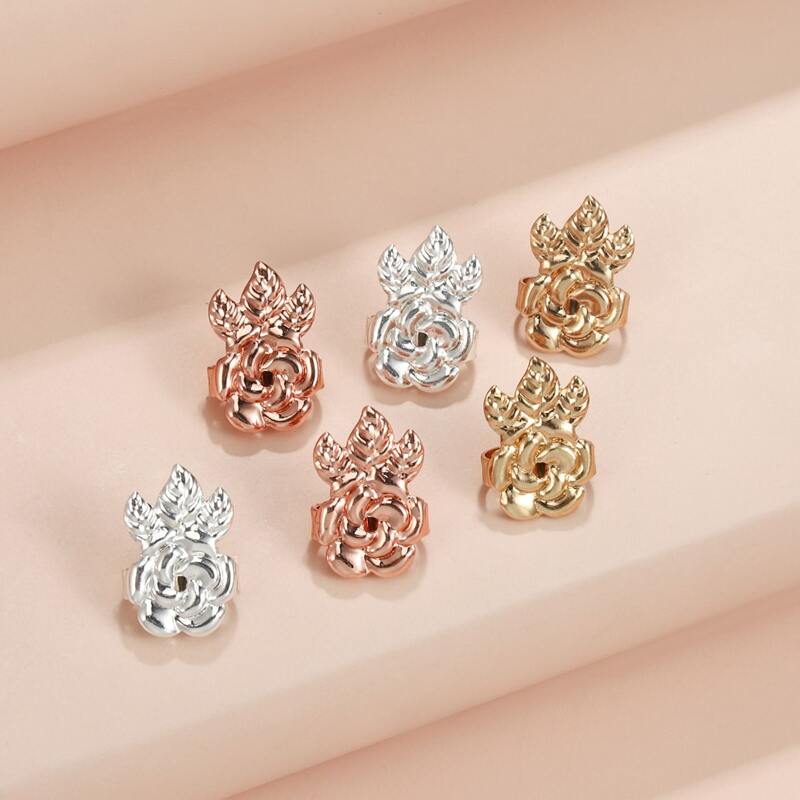 

3pairs Flower Design Stud Earrings, Multicolor