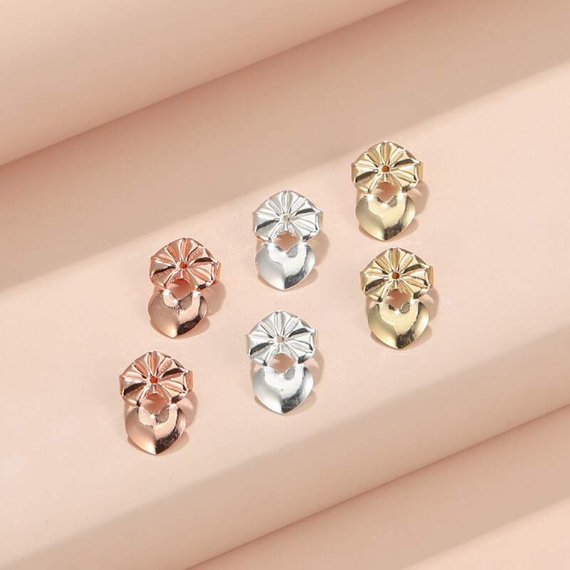 

3pairs Heart Design Stud Earrings, Multicolor