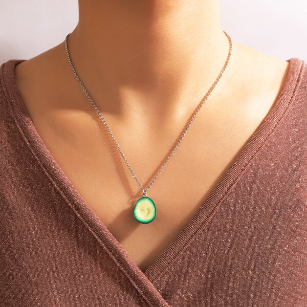

Avocado Charm Necklace, Silver