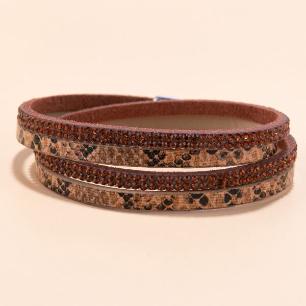 

Rhinestone Decor Layered Bracelet, Coffee brown