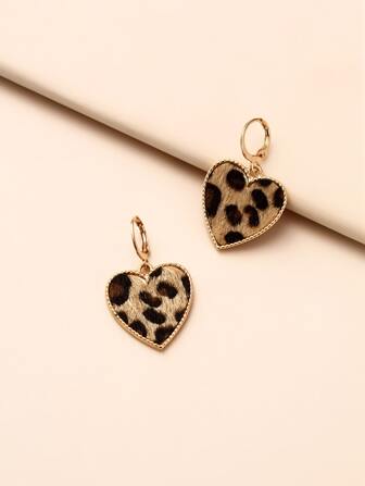 Leopard Print Heart Drop Earrings Valentines,Mom,Mother,Mother's Day,Gift