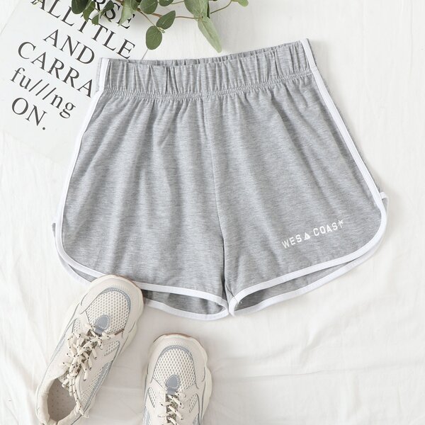 

Plus Contrast Binding Track Shorts, Grey
