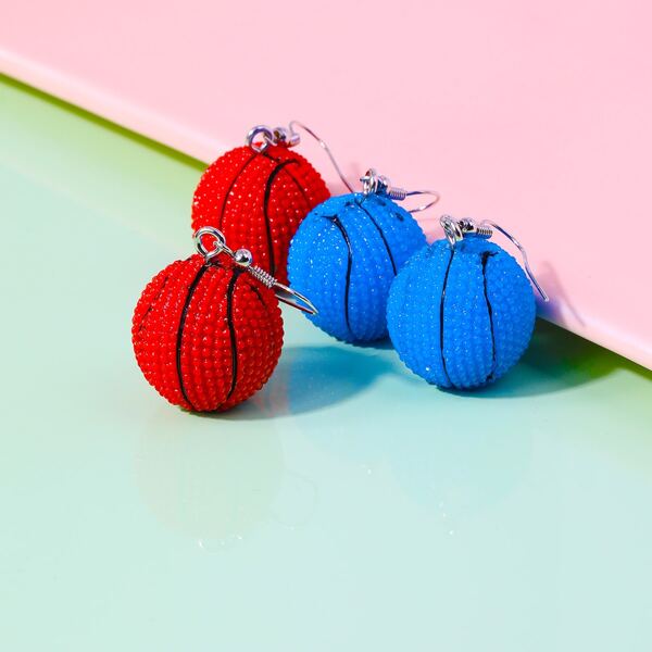 

2pairs Girls Ball Charm Drop Earrings, Multicolor