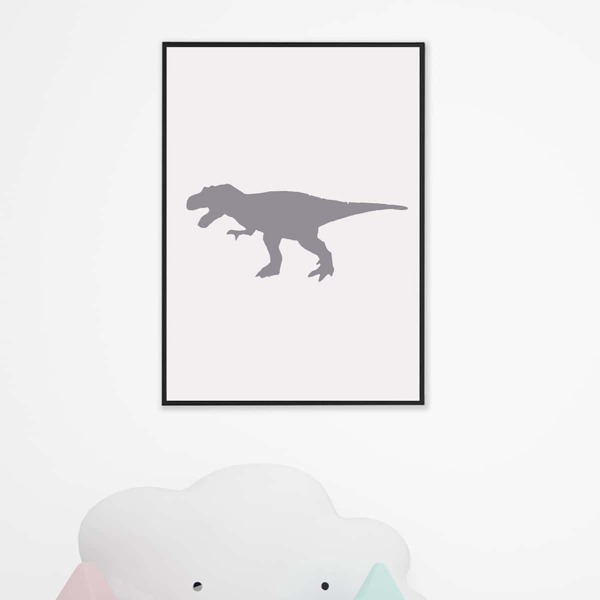 

Dinosaur Print Kids Unframed Painting, White