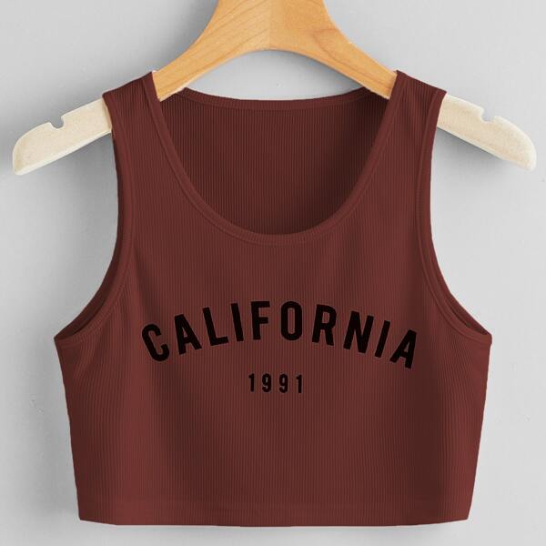 

Letter Graphic Tank Top, Rust brown