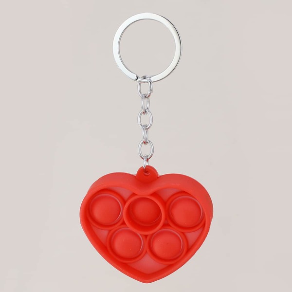 

1pc Heart Ball Keychain, Red