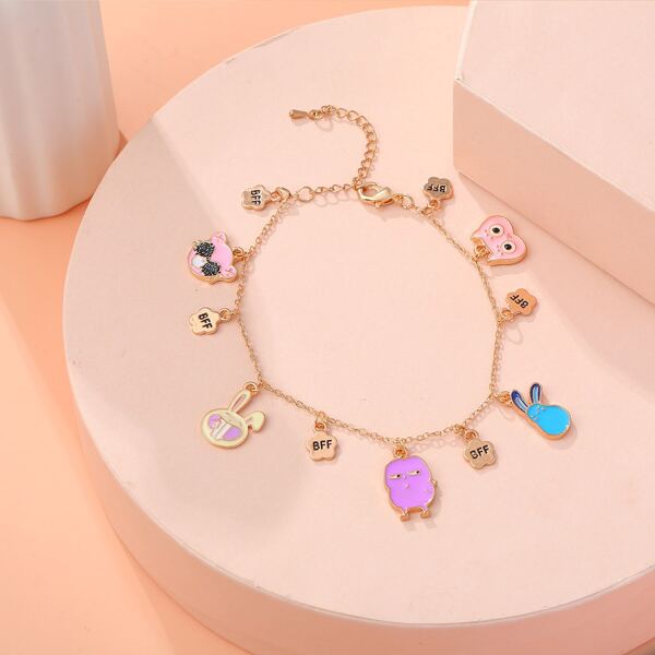 

Girls Cartoon Animal Charm Anklet, Multicolor