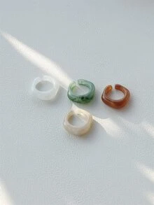 4入組樹脂開口戒指 - 彩色 - 查看 3