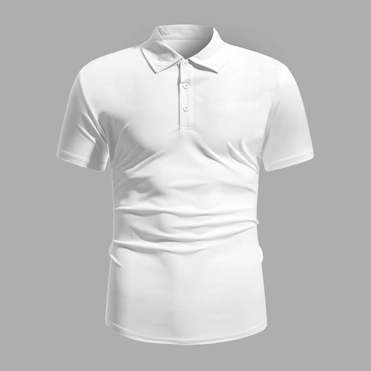 

Guys Button Front Solid Polo Shirt, White