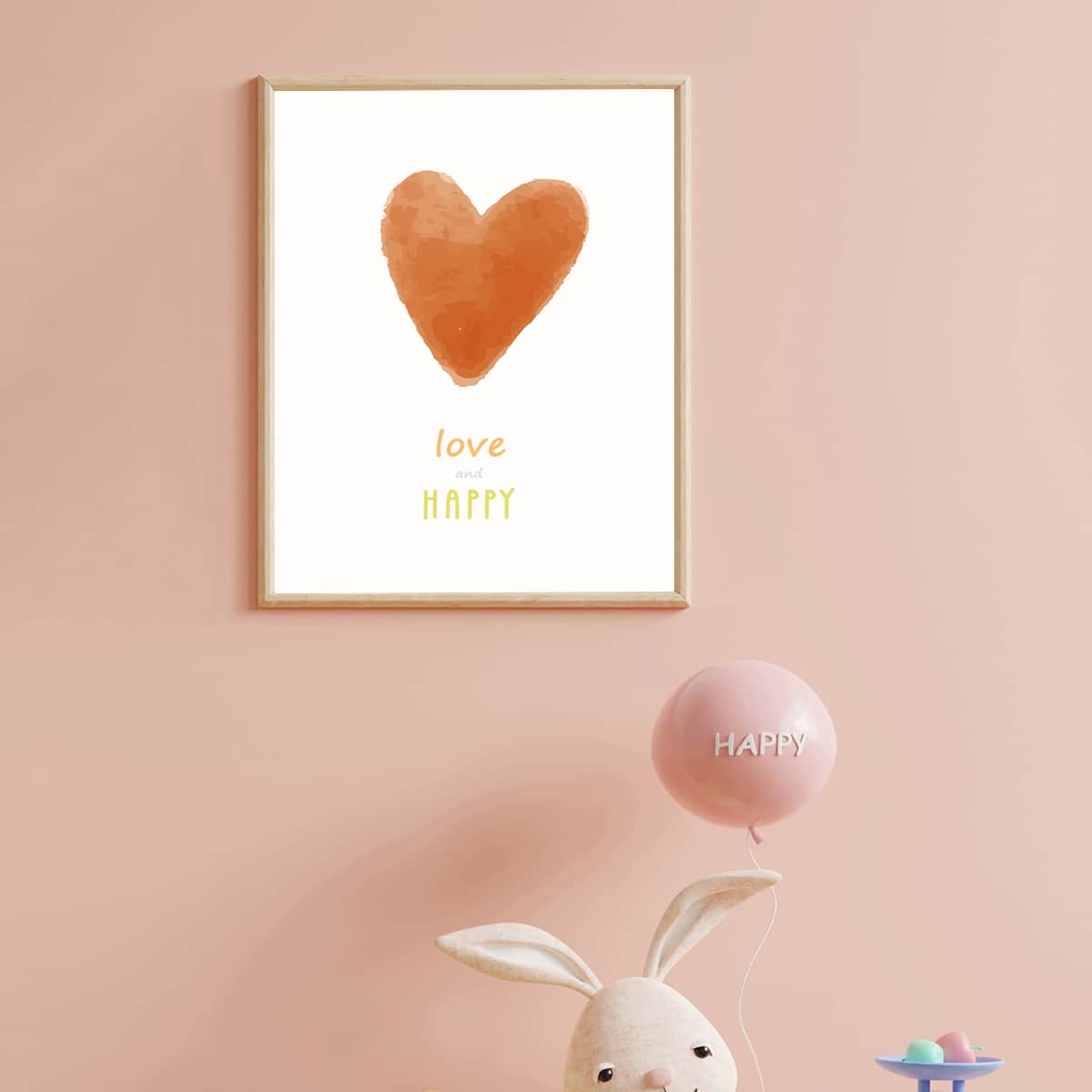 

Heart Print Kids Unframed Painting, White